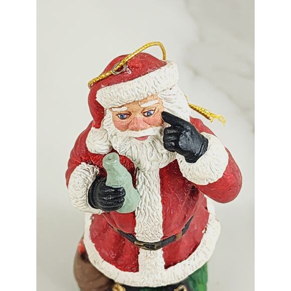 Santa Clause Gift Bag Ornament Figurine 3 1/4" Christmas 80's Holiday Vinatge - Picture 2 of 12